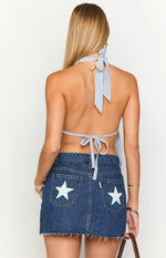 Izzie Navy Stripe Halter Neck Top