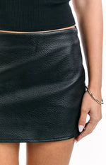 Jaimee Black PU Pebbled Mini Skirt