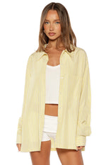 James Yellow Stripe Button up Long Sleeve Shirt