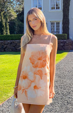 Jannie Orange Floral Mini Dress