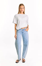 Jannina Light Wash Denim Studded Low Rise Jeans Image