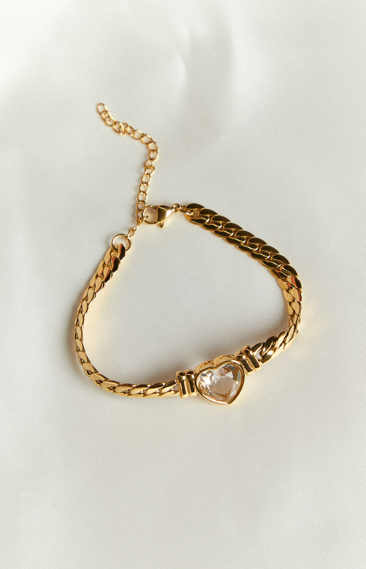 Jasper Gold Plated Stainless Steel Heart Embellished Bracelet Image