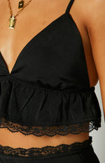 Jayde Black Lace Trim Crop Top