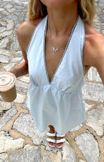 Jemima Blue Halter Neck Mini Dress