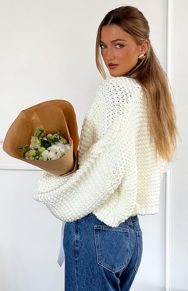 Jen White Knit Cardigan Beginning Boutique NZ - Main Image