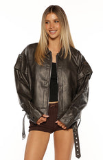 Jessica Anne PU Washed Black Jacket Image