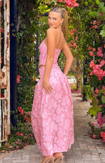 Jewel Pink Floral Maxi Skirt