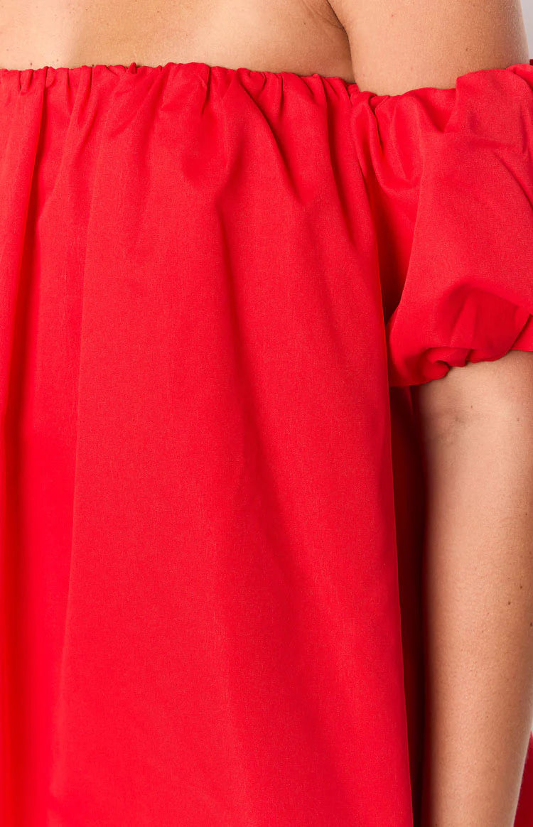 Jozette Red Off The Shoulder Mini Dress