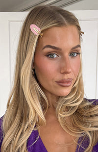 Juno Pink Polka Dot 4 Pack Non Crease Hair Clips (FREE over $130)
