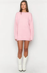 Kleine Pink Long Sleeve Knit Mini Dress Image