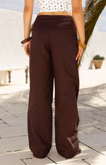 Kady Brown Linen Tie Wide Leg Pants Image