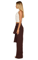 Kady Brown Linen Tie Wide Leg Pants Image