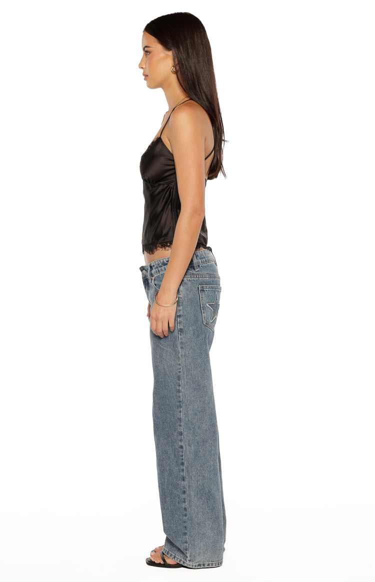 Kai Black Lace Trim Cami Top Image