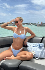 Kaia Blue Gingham Lace Trim Underwire Bikini Top