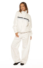 Kalana Cream Contrast Stripe Funnel Neck Jacket