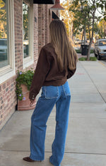 Kansis Mid Wash Scallop Pockets Uneven Waist Jeans Image