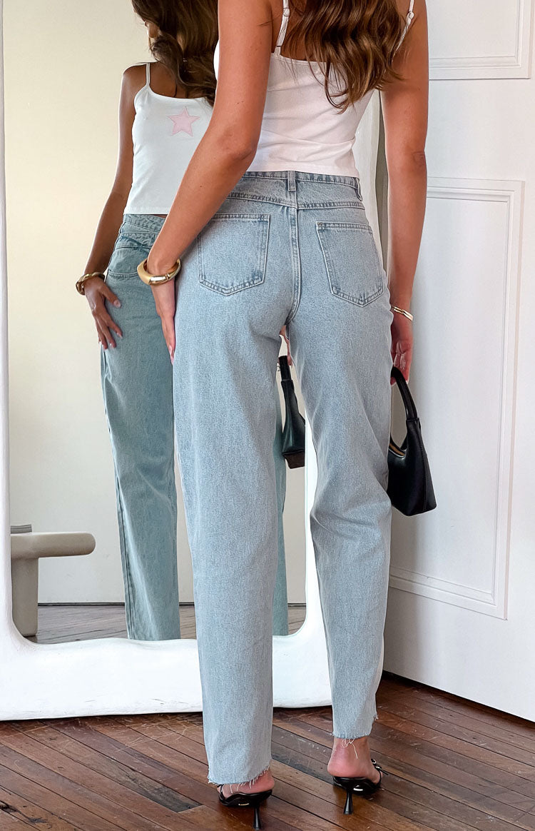 Kansis Light Blue Uneven Waist Jeans Image