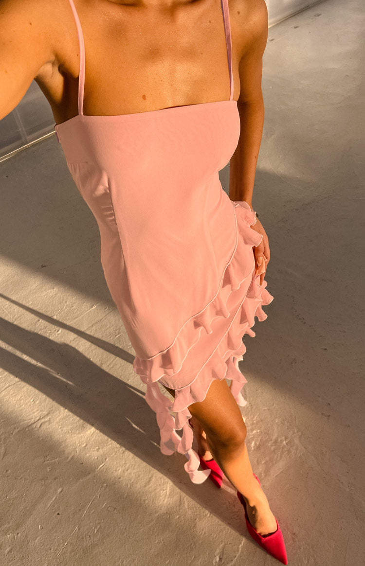 Karla Pink Ruffle Mini Dress Image