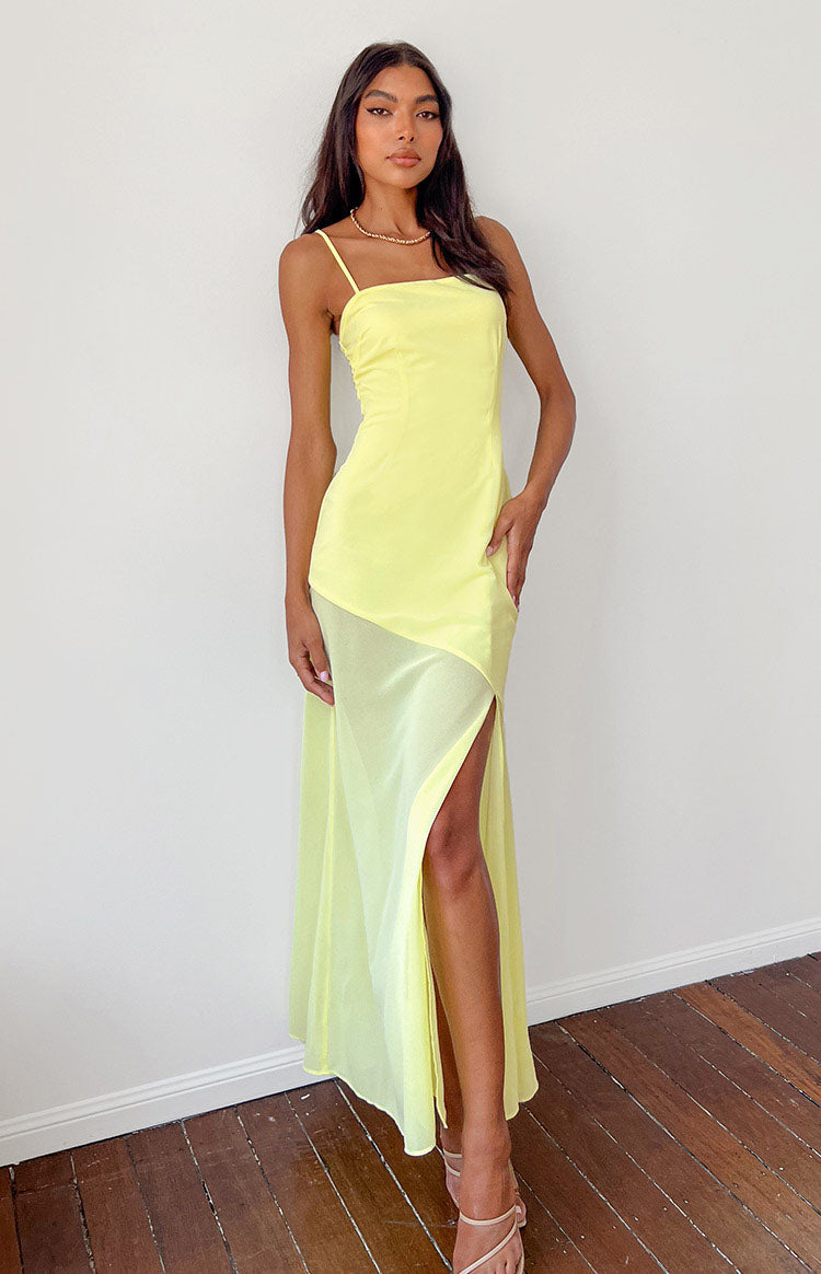 Karmic Yellow Chiffon Maxi Dress Image