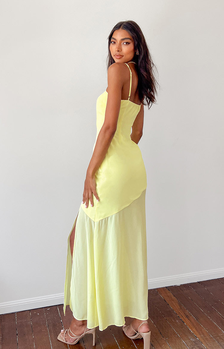 Karmic Yellow Chiffon Maxi Dress Image