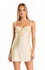 Kate Yellow Satin Party Mini Dress Image