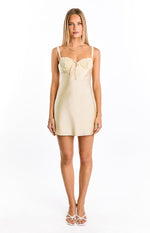 Kate Yellow Satin Party Mini Dress Image