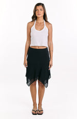 Kaye Black Hanky Hem Midi Skirt Image