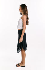 Kaye Black Hanky Hem Midi Skirt Image