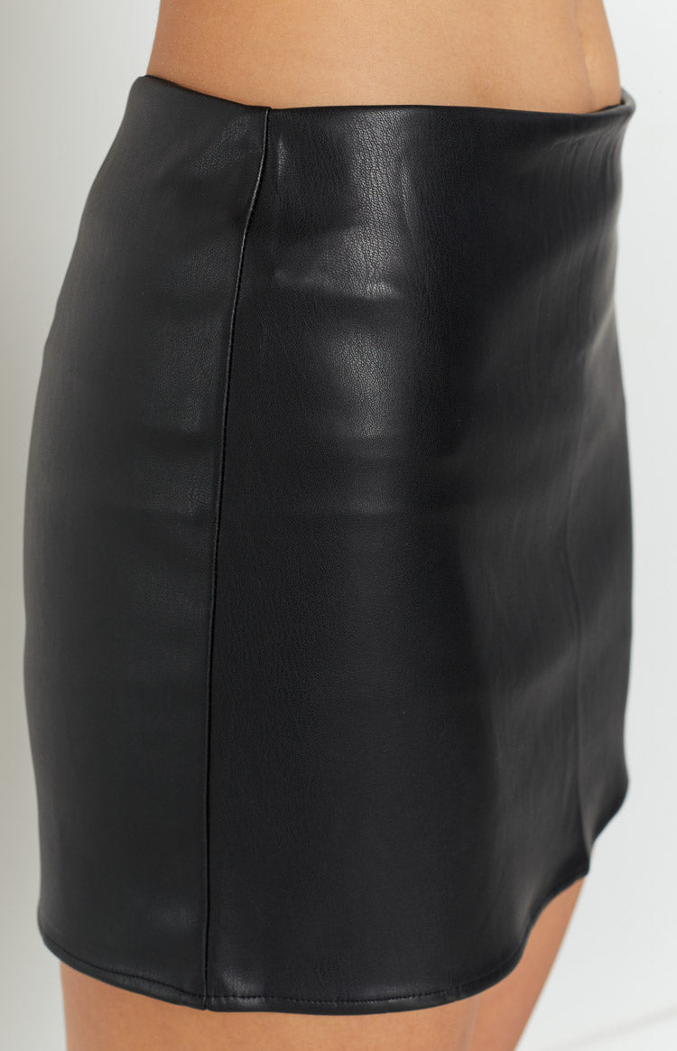 Kei Black PU Mini Skirt Image