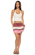 Kendall Pink Stripe Asymmetric Satin Top Image