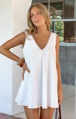 Kennie White Lace Trim Cotton Mini Dress