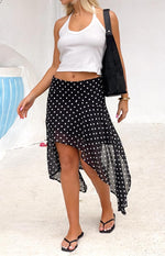 Khalea Black Polka Dot Hanky Hem Midi Skirt Image