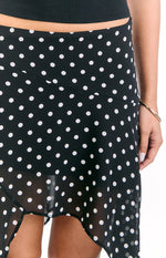 Khalea Black Polka Dot Hanky Hem Midi Skirt Image