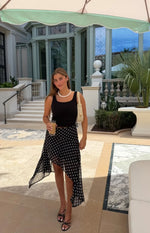 Khalea Black Polka Dot Hanky Hem Midi Skirt