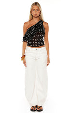 Khamie Black Polka Dot Off Shoulder Top Image