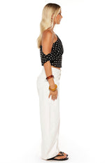 Khamie Black Polka Dot Off Shoulder Top Image