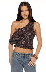 Khamie Brown Polka Dot Off Shoulder Top Image