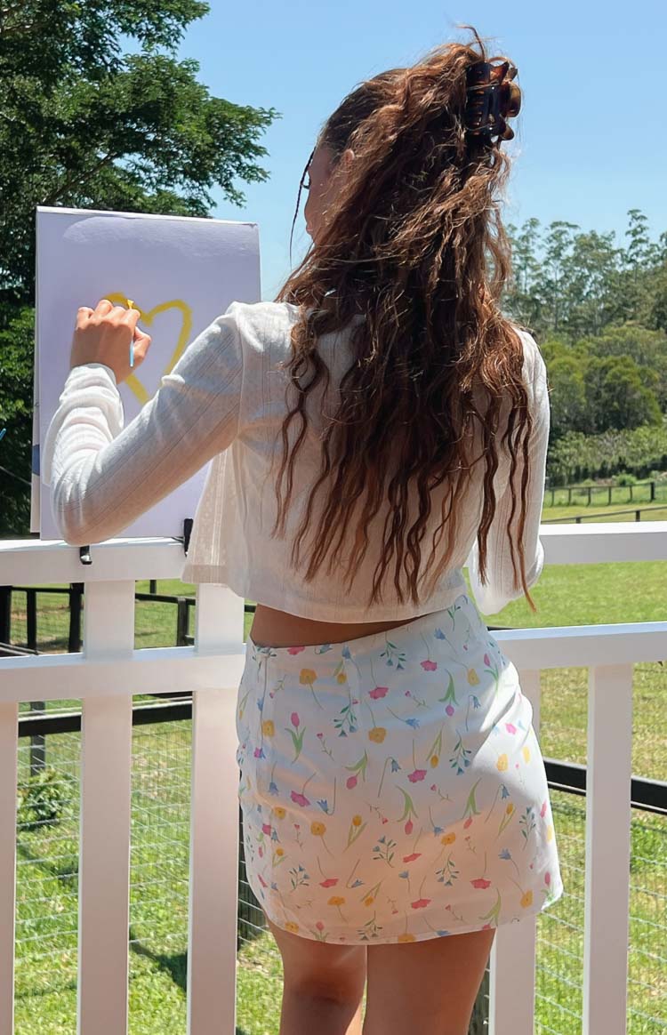 Kierra White Floral Mini Skirt Image