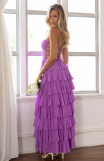 Kim Magenta Strapless Ruffle Maxi Dress