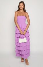 Kim Magenta Strapless Ruffle Maxi Dress Image