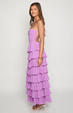 Kim Magenta Strapless Ruffle Maxi Dress Image