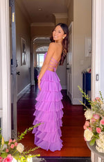 Kim Magenta Strapless Ruffle Maxi Dress Image