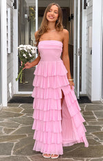 Kim Pink Strapless Ruffle Maxi Dress Image