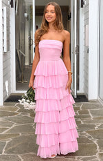 Kim Pink Strapless Ruffle Maxi Dress Image