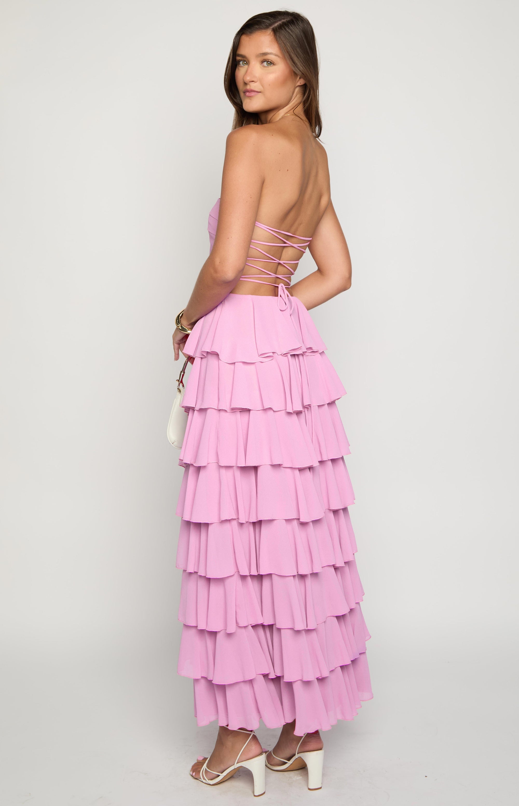 Kim Pink Strapless Ruffle Maxi Dress Image