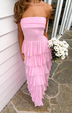 Kim Pink Strapless Ruffle Maxi Dress Image