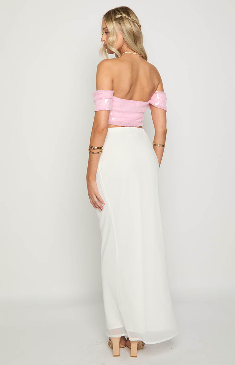 Klara Pink Sequin Crop Top Image