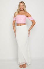 Klara Pink Sequin Crop Top Image