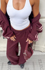 Kosie Burgundy and Pink Stripe Track Pants - PRE ORDER
