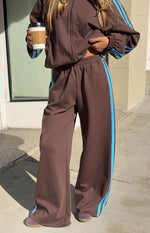 Kosie Chocolate And Blue Stripe Track Pants Image